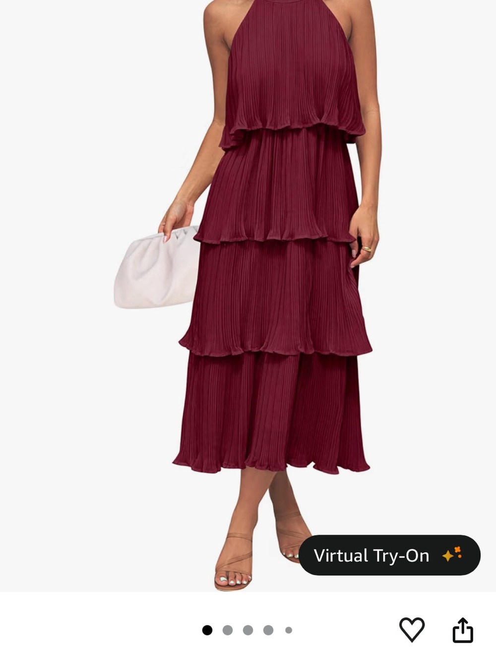 Tiered Halter Midi Dress in Wine